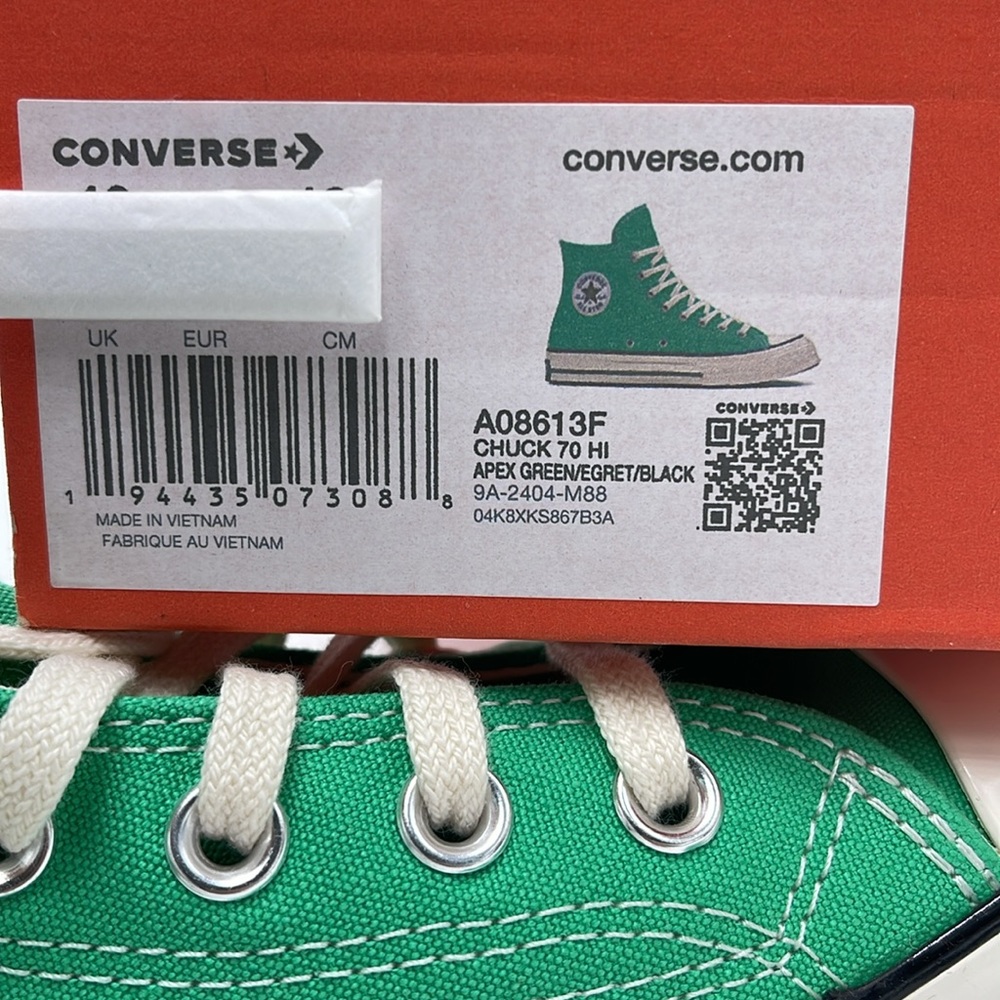 Converse Men’s Emerald High-Top Sneakers A08613F
CHUCK 70 HI
APEX GREEN/EGRET/BL - Picture 16 of 16